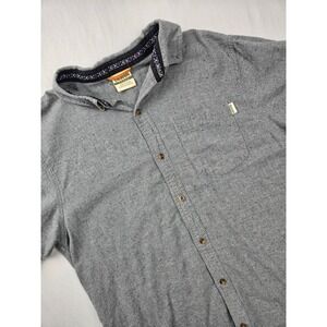 Dravus‎ Mens Grey Short Sleeve Button Down Shirt Size Large Linen Blend